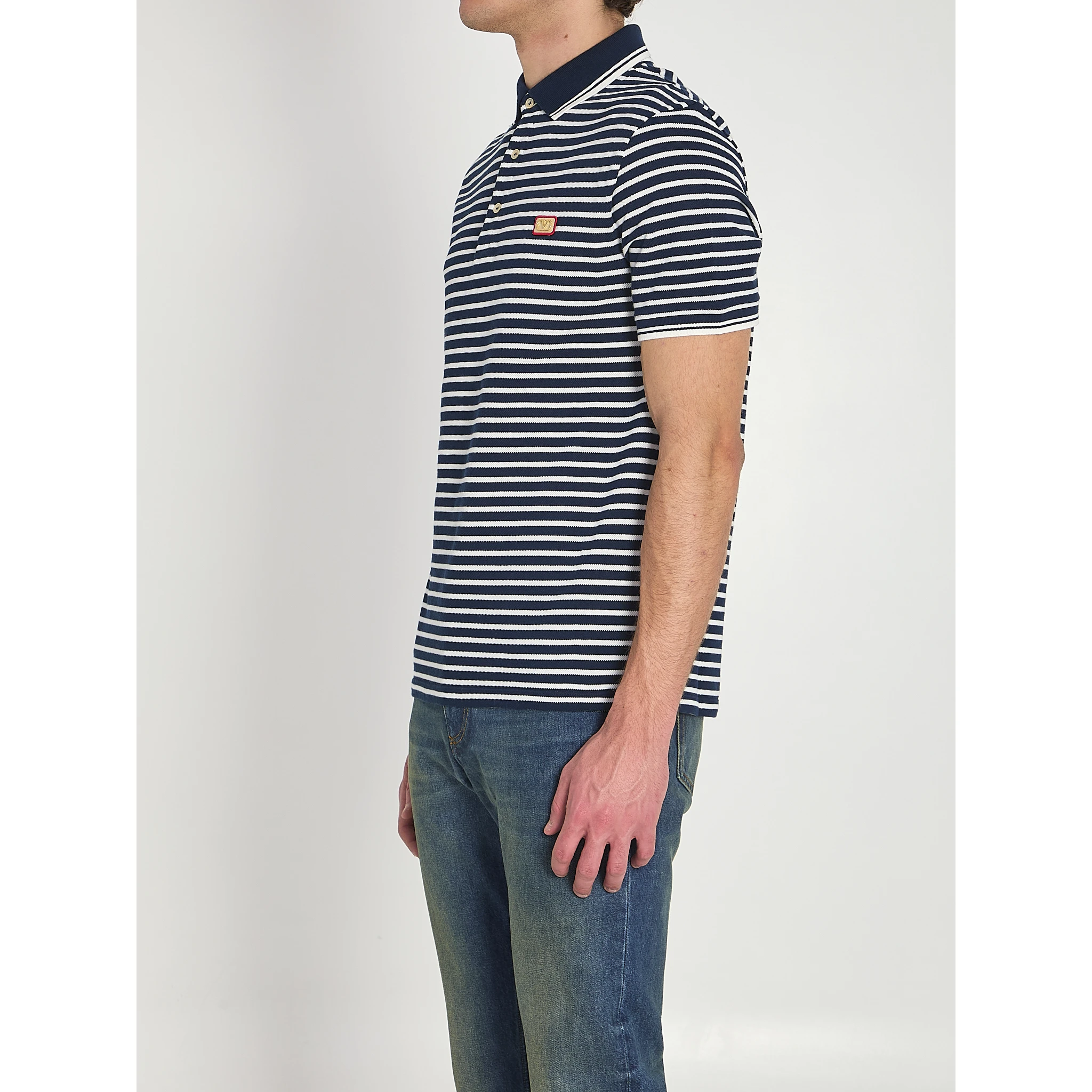 Striped pique polo shirt