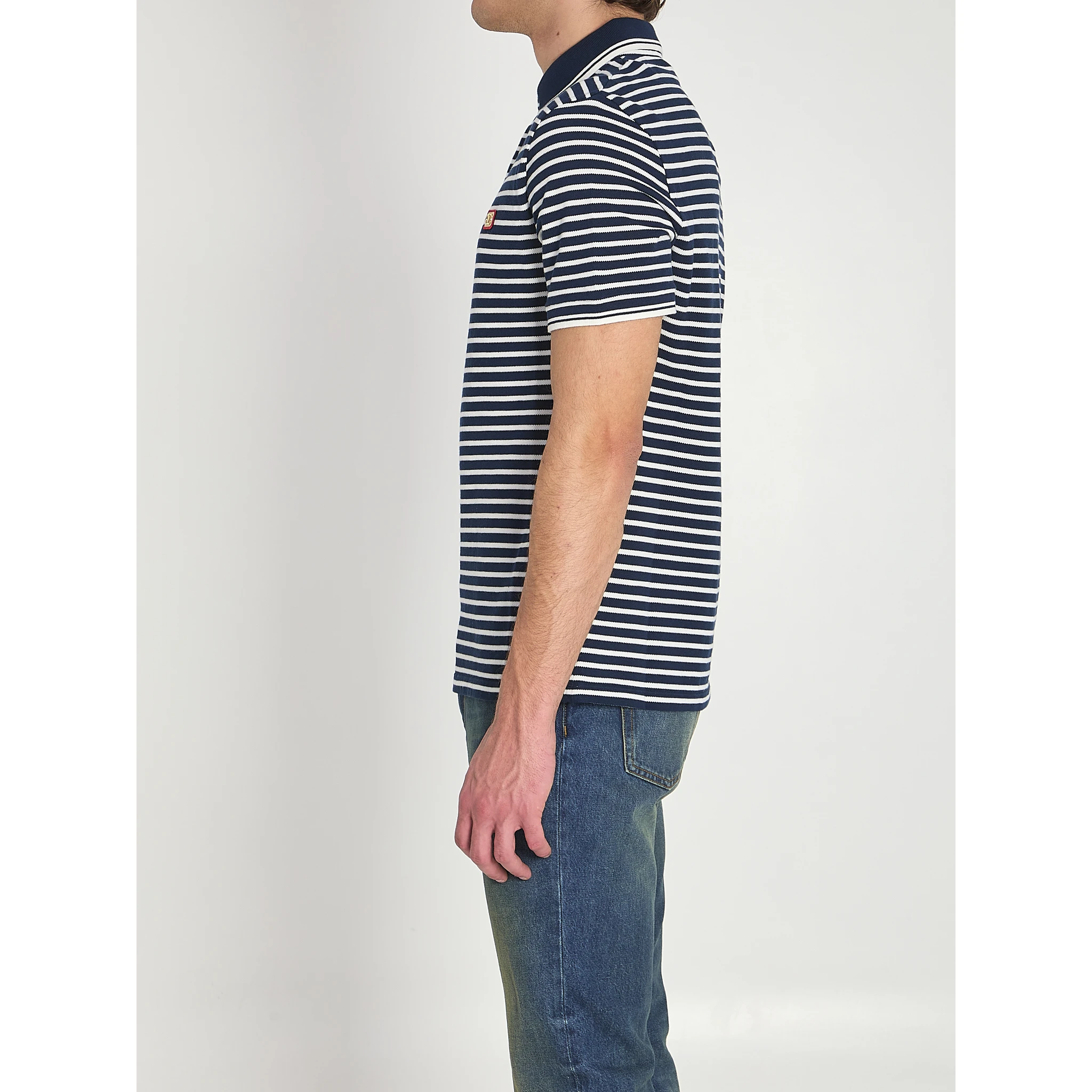 Striped pique polo shirt