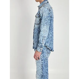 Stone-wash overshirt with studs