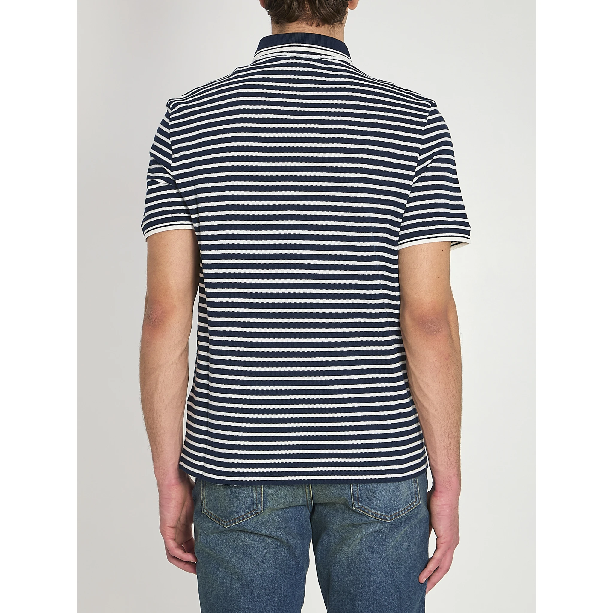 Striped pique polo shirt