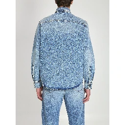 Stone-wash overshirt with studs