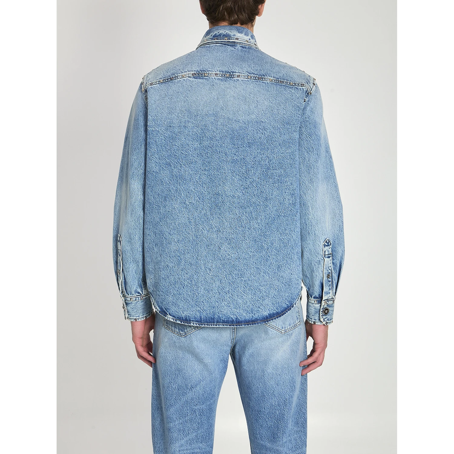 Stone-wash overshirt with studs