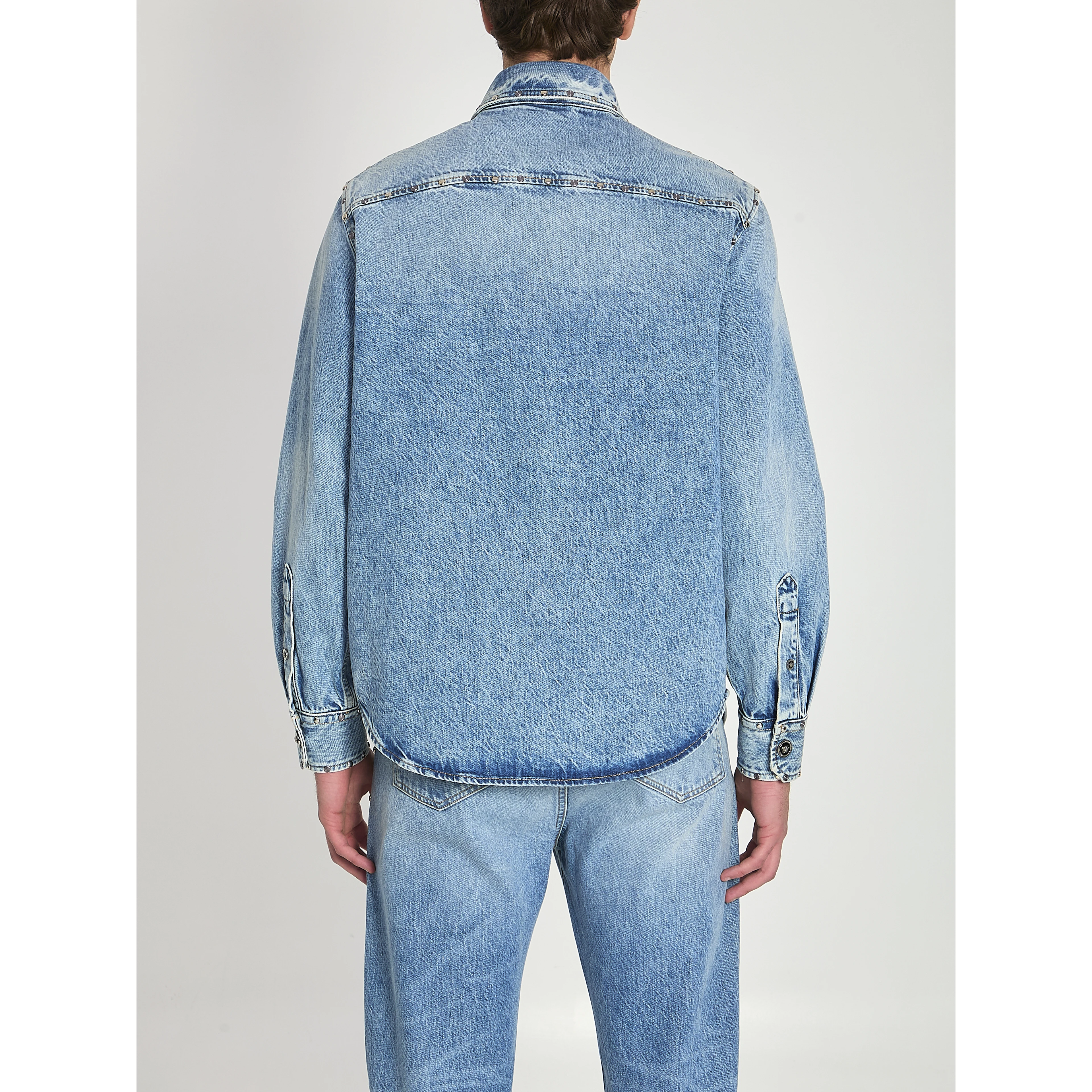 Stone-wash overshirt with studs