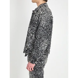 Stone-wash denim bomber jacket