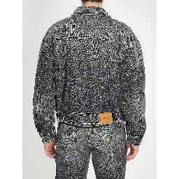 Stone-wash denim bomber jacket