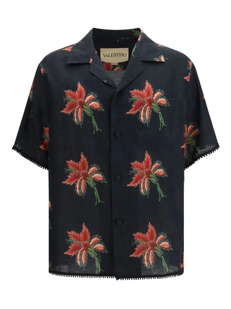 Black Linen Pattern Shirt