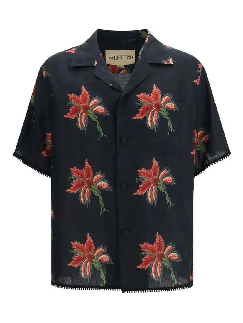 Black Linen Pattern Shirt