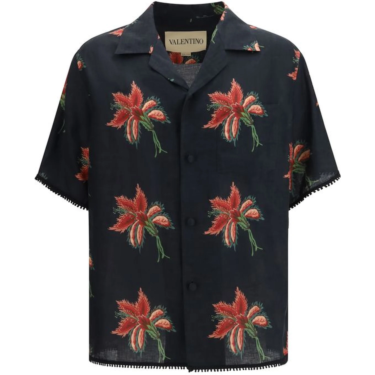 Black Linen Pattern Shirt