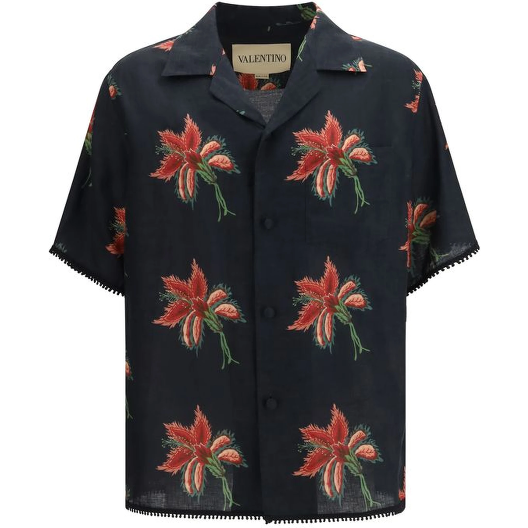 Black Linen Pattern Shirt