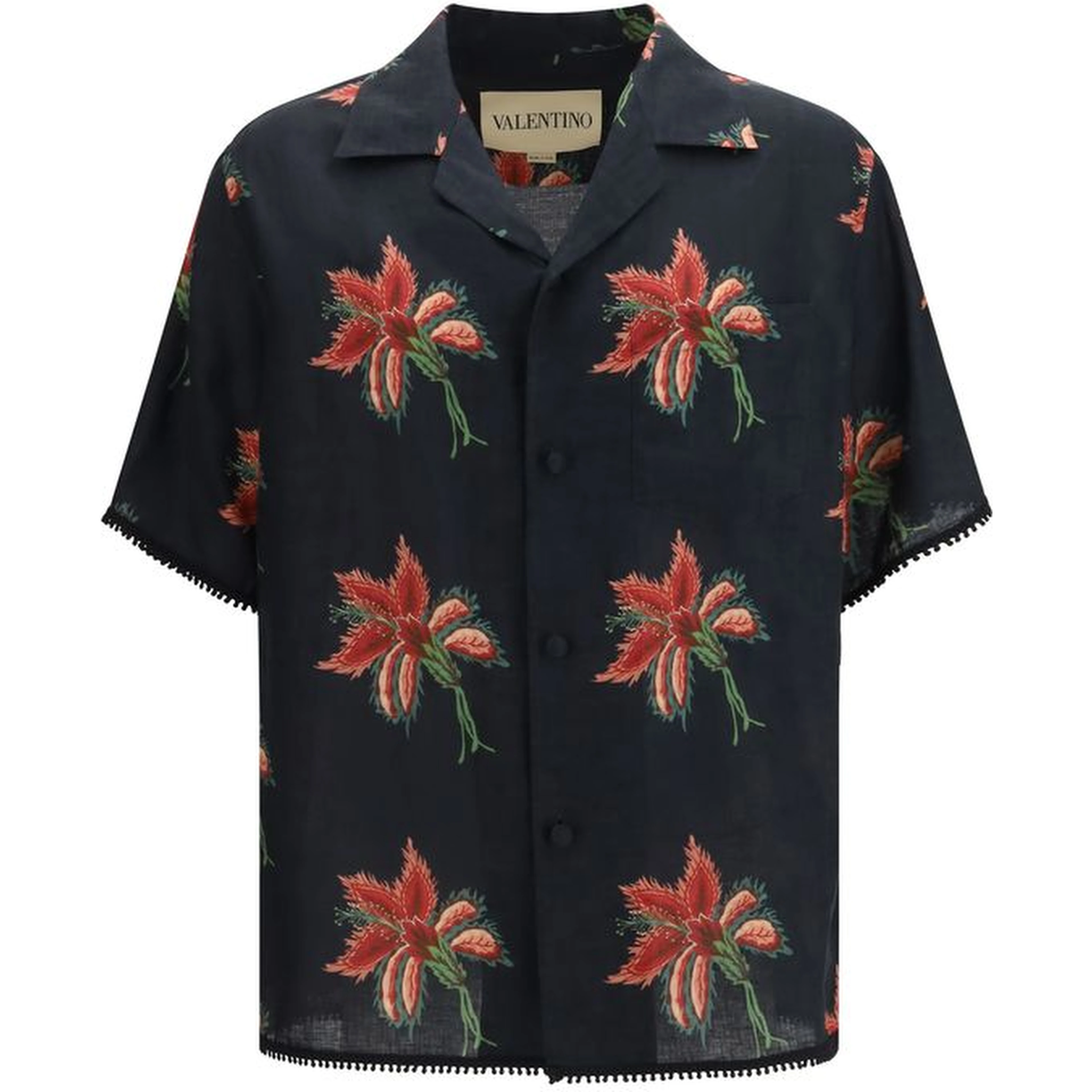 Black Linen Pattern Shirt