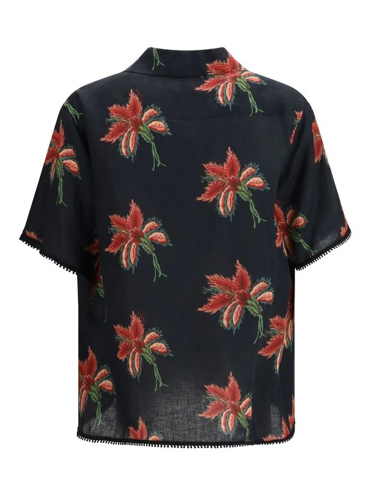 Black Linen Pattern Shirt alternative