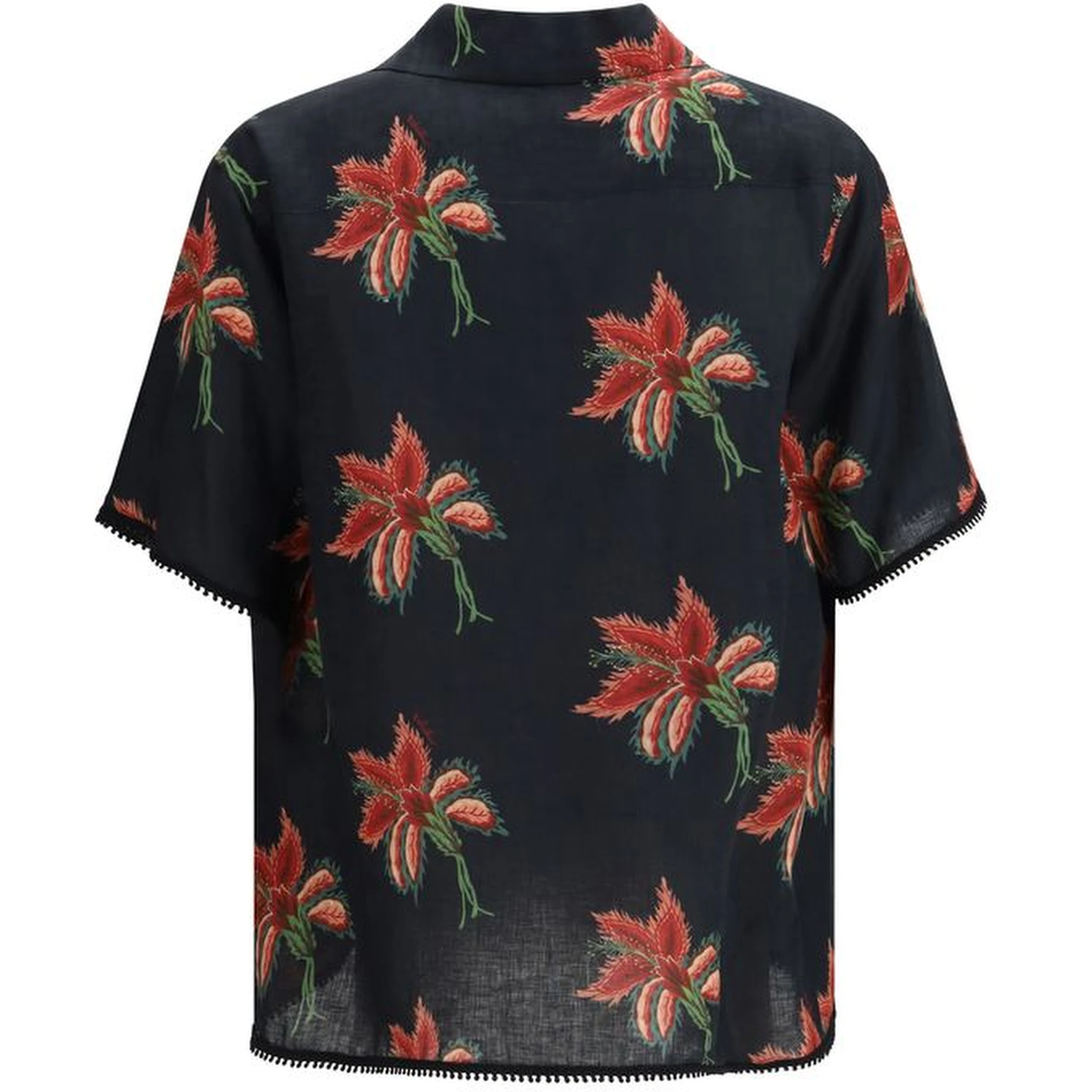 Black Linen Pattern Shirt