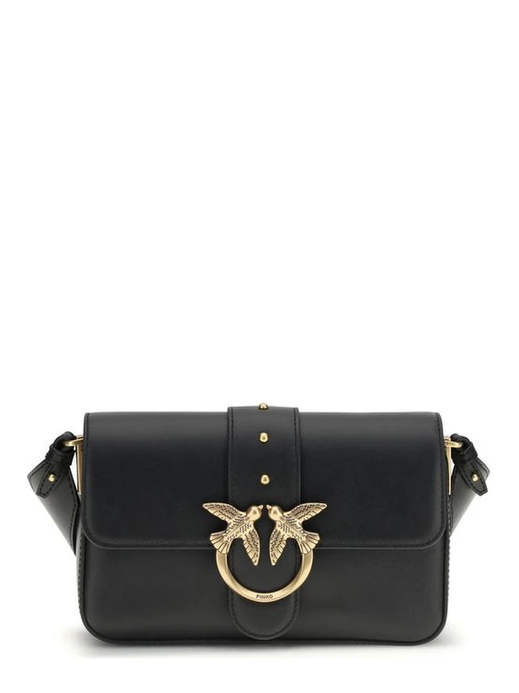 حقيبة كتف بوس توروس من جلد العجل الأسود