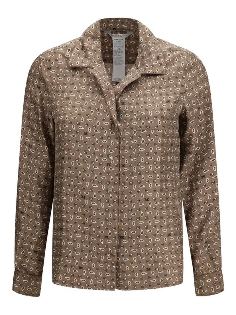 Brown Silk Pattern Shirt
