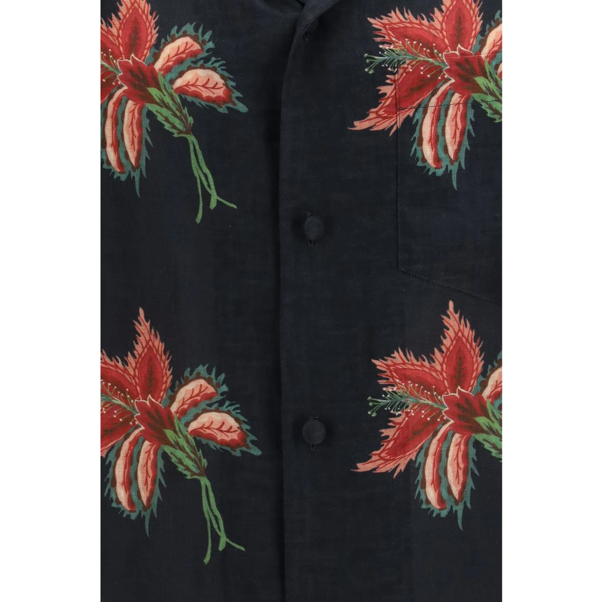 Black Linen Pattern Shirt