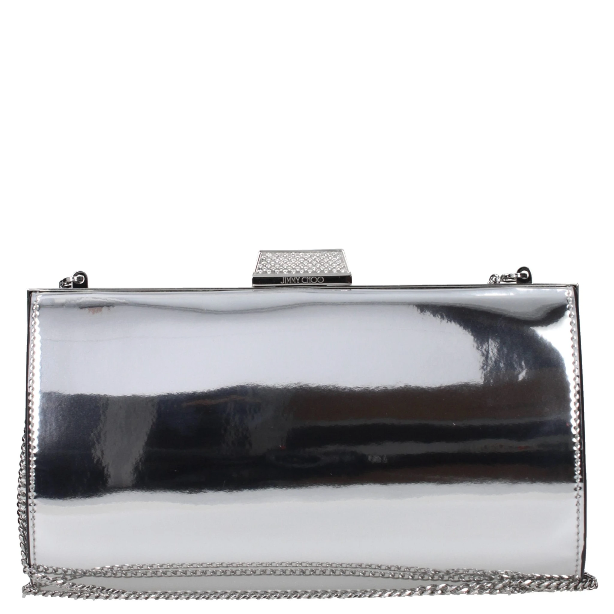 Gray Leather Clutch Bag