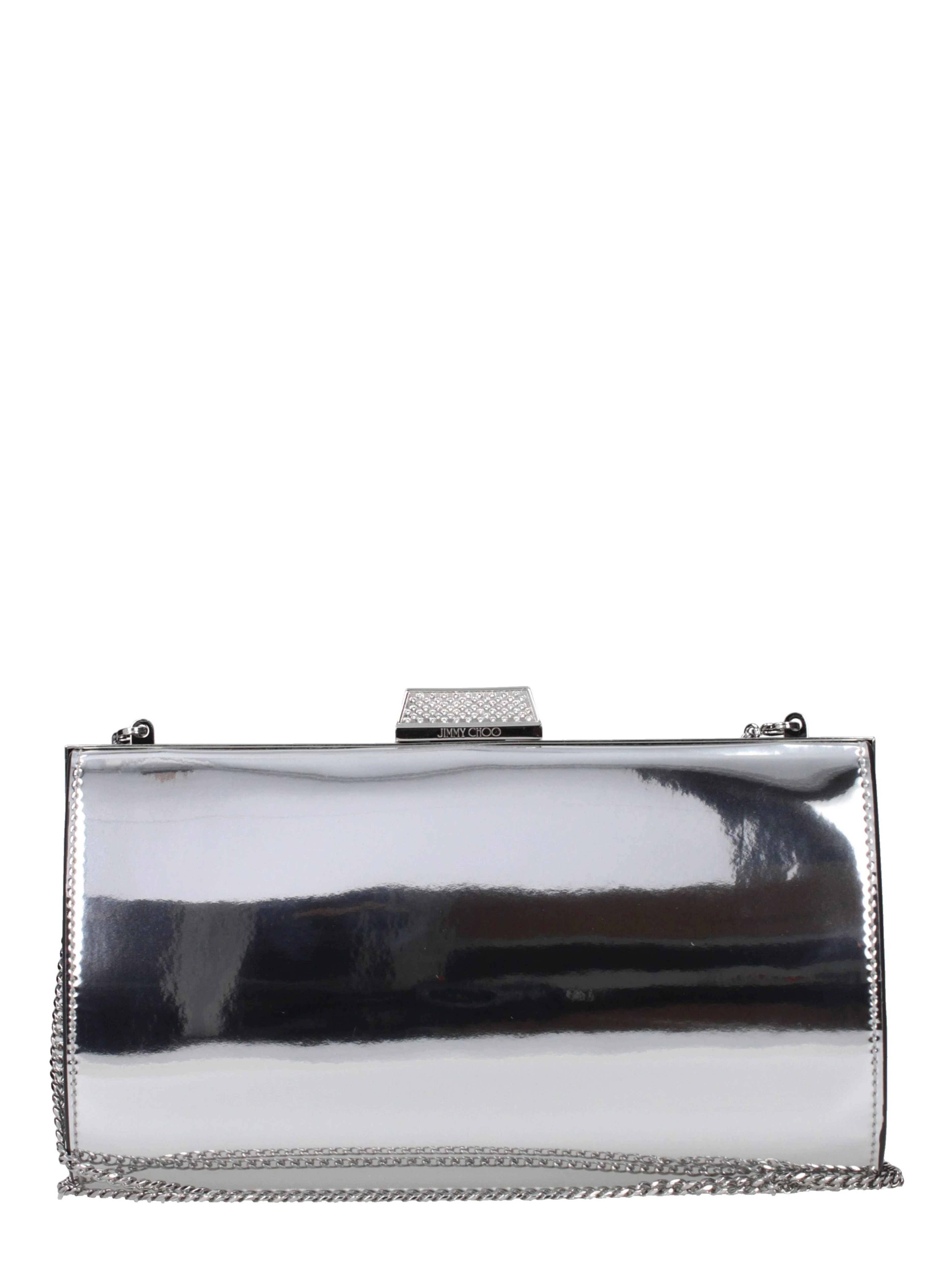 Gray Leather Clutch Bag