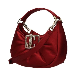 حقيبة يد من الساتان الأحمر