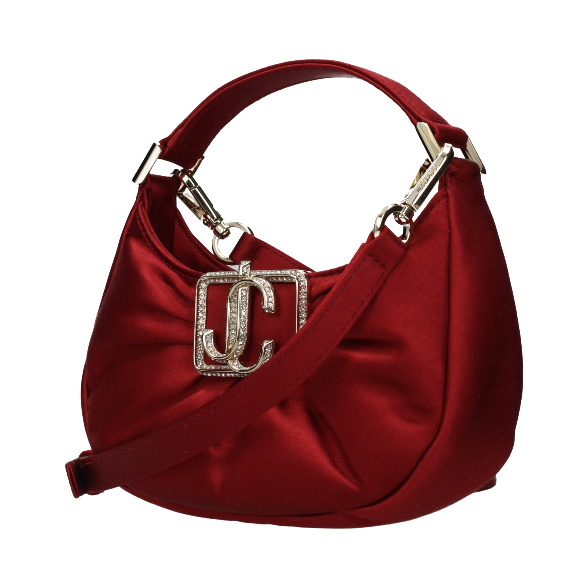 حقيبة يد من الساتان الأحمر