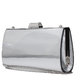 Gray Leather Clutch Bag