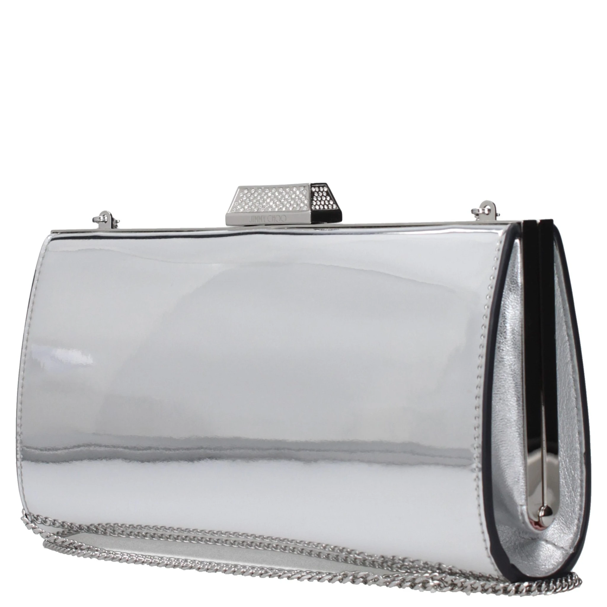 Gray Leather Clutch Bag