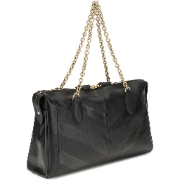 حقيبة كتف من جلد الخروف الأسود (Ovis Aries Aries)