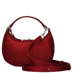 حقيبة يد من الساتان الأحمر