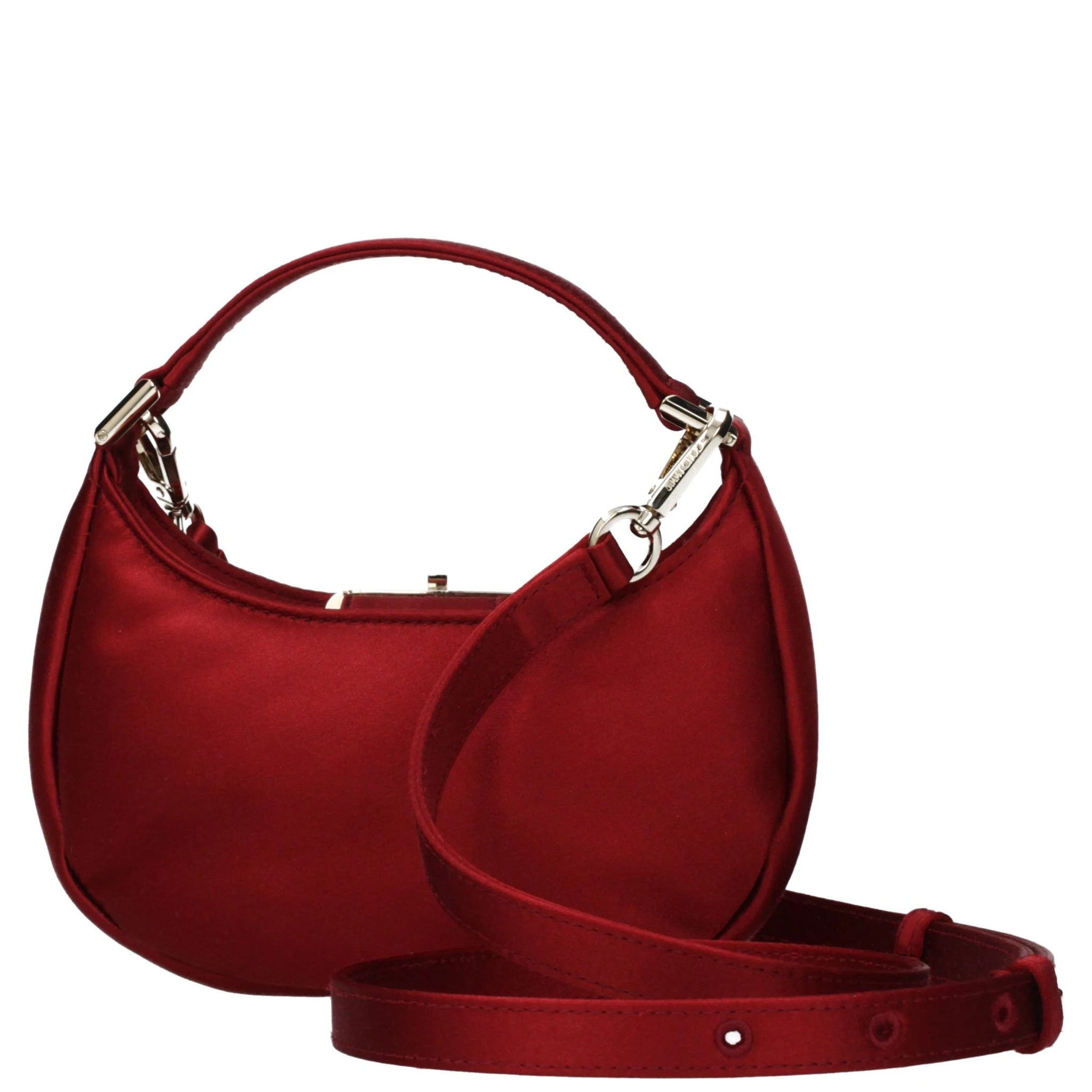 حقيبة يد من الساتان الأحمر