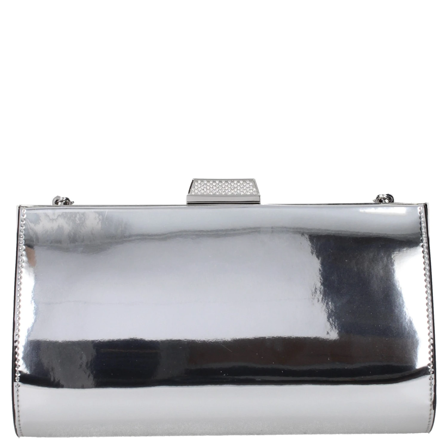Gray Leather Clutch Bag