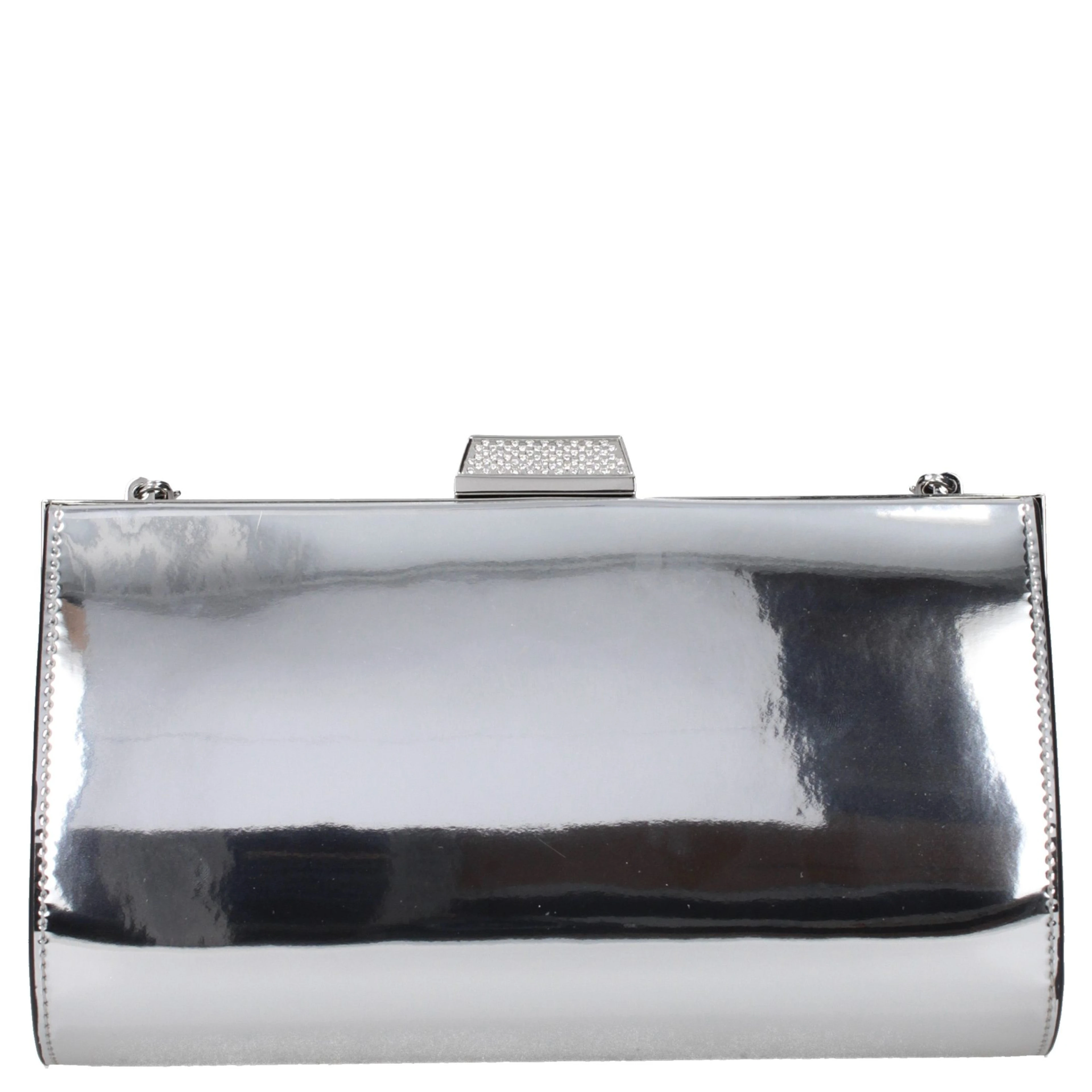 Gray Leather Clutch Bag