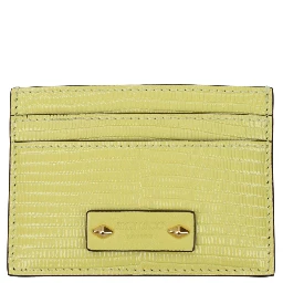 حامل بطاقات من الجلد الأصفر