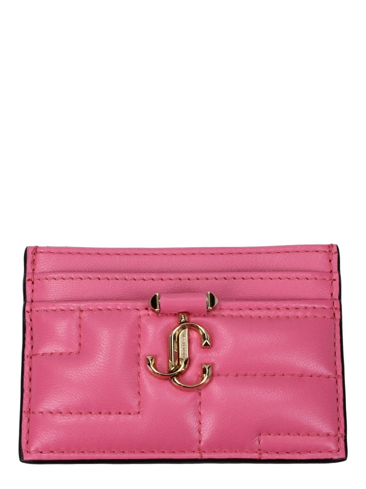 حامل بطاقات من الجلد الوردي