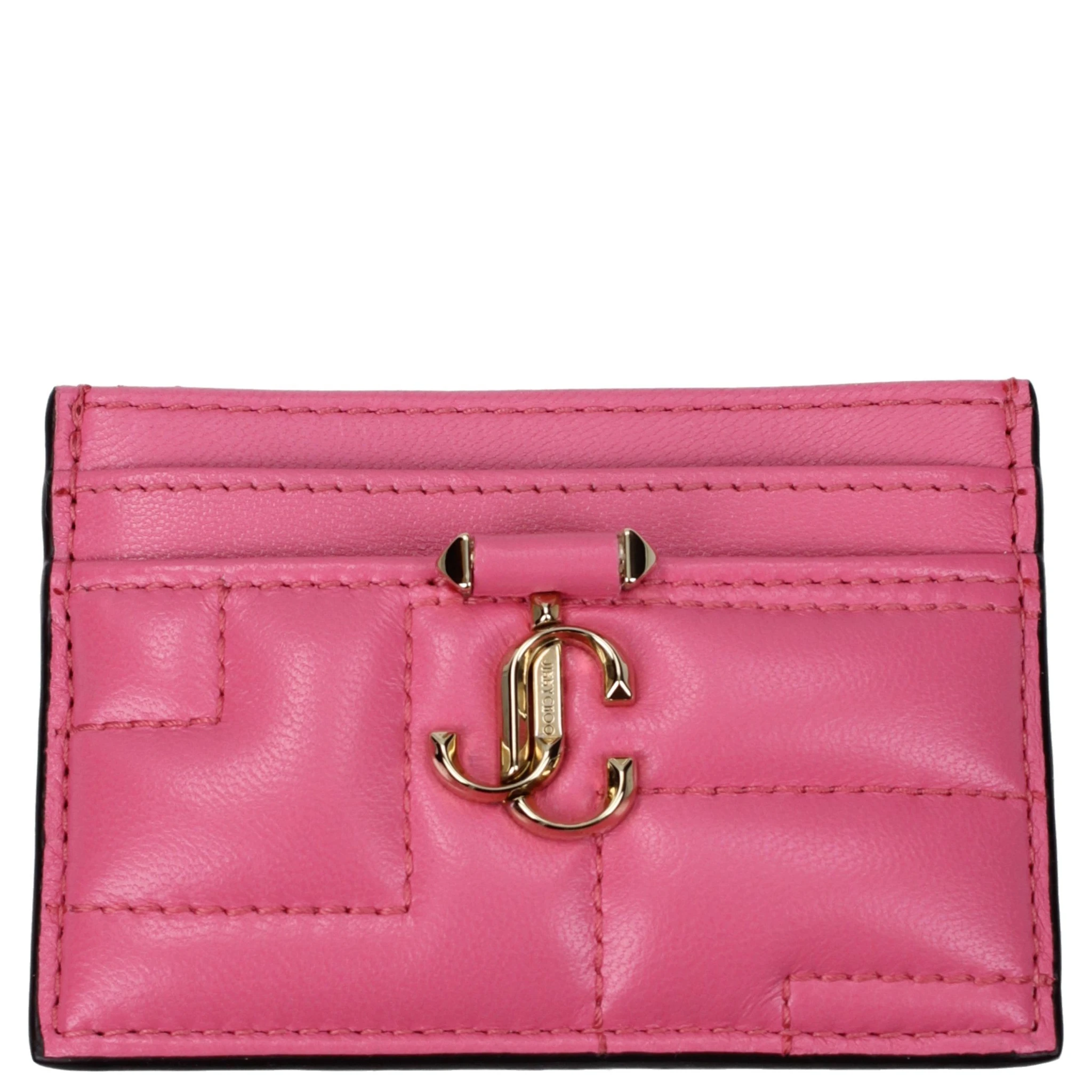 حامل بطاقات من الجلد الوردي