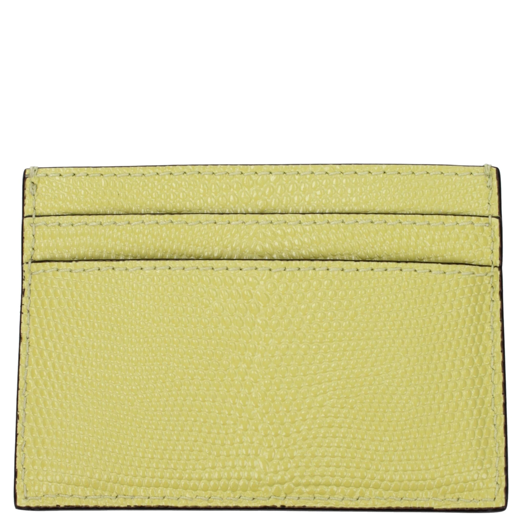حامل بطاقات من الجلد الأصفر