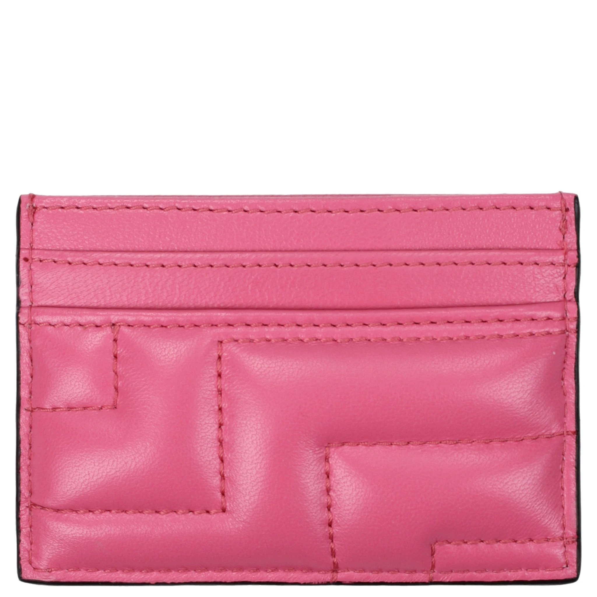 حامل بطاقات من الجلد الوردي