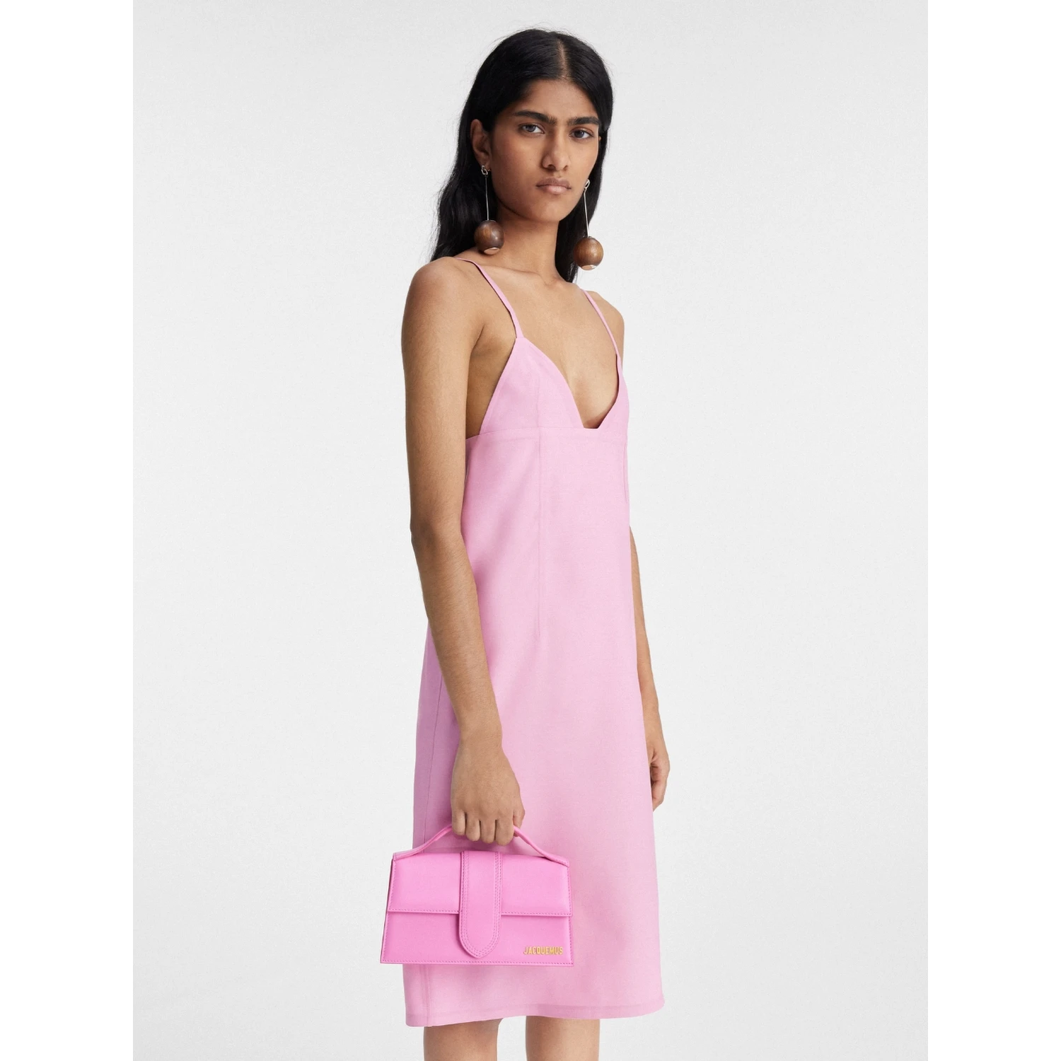 Neon Pink Leather Le Grand Bambino Handbag