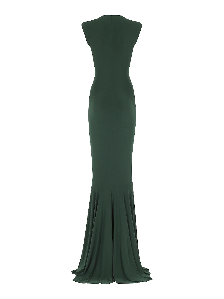 SLEEVELESS DEEP V NECK SHIRRED FRONT FISHATIL GOWN alternative