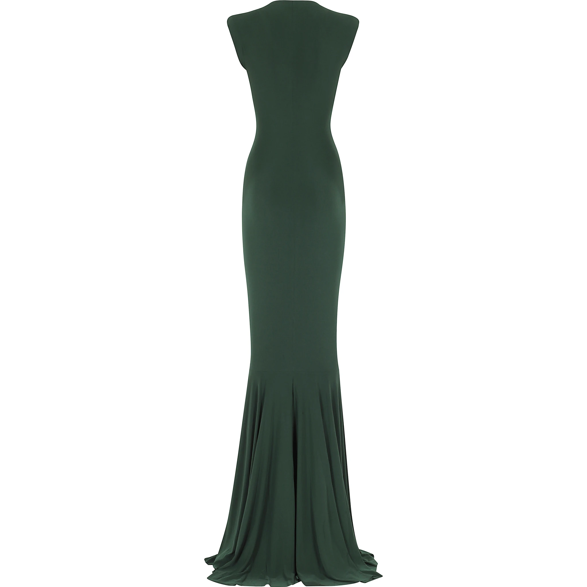 SLEEVELESS DEEP V NECK SHIRRED FRONT FISHATIL GOWN