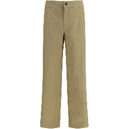 Beige Cotton Casual Pants