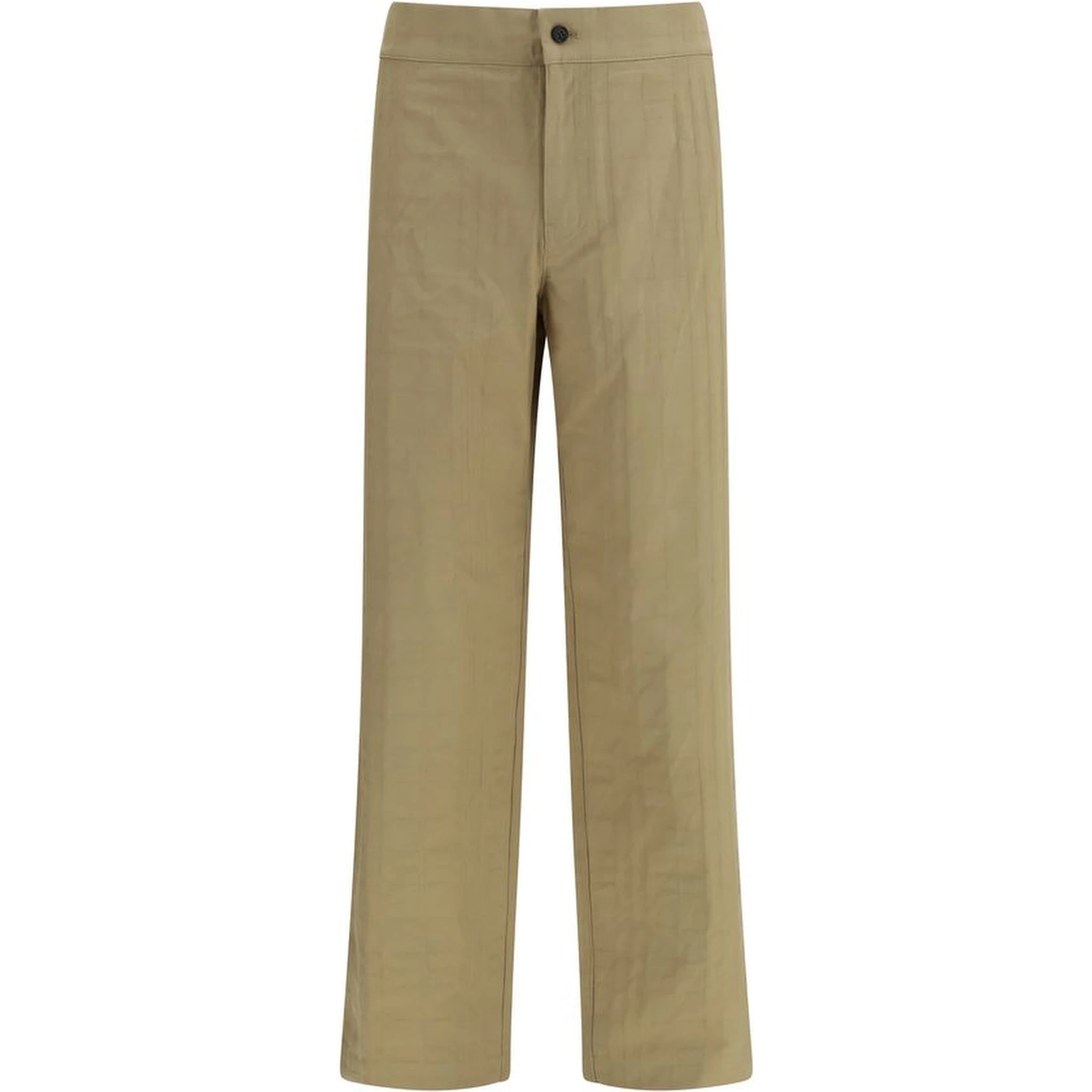 Beige Cotton Casual Pants