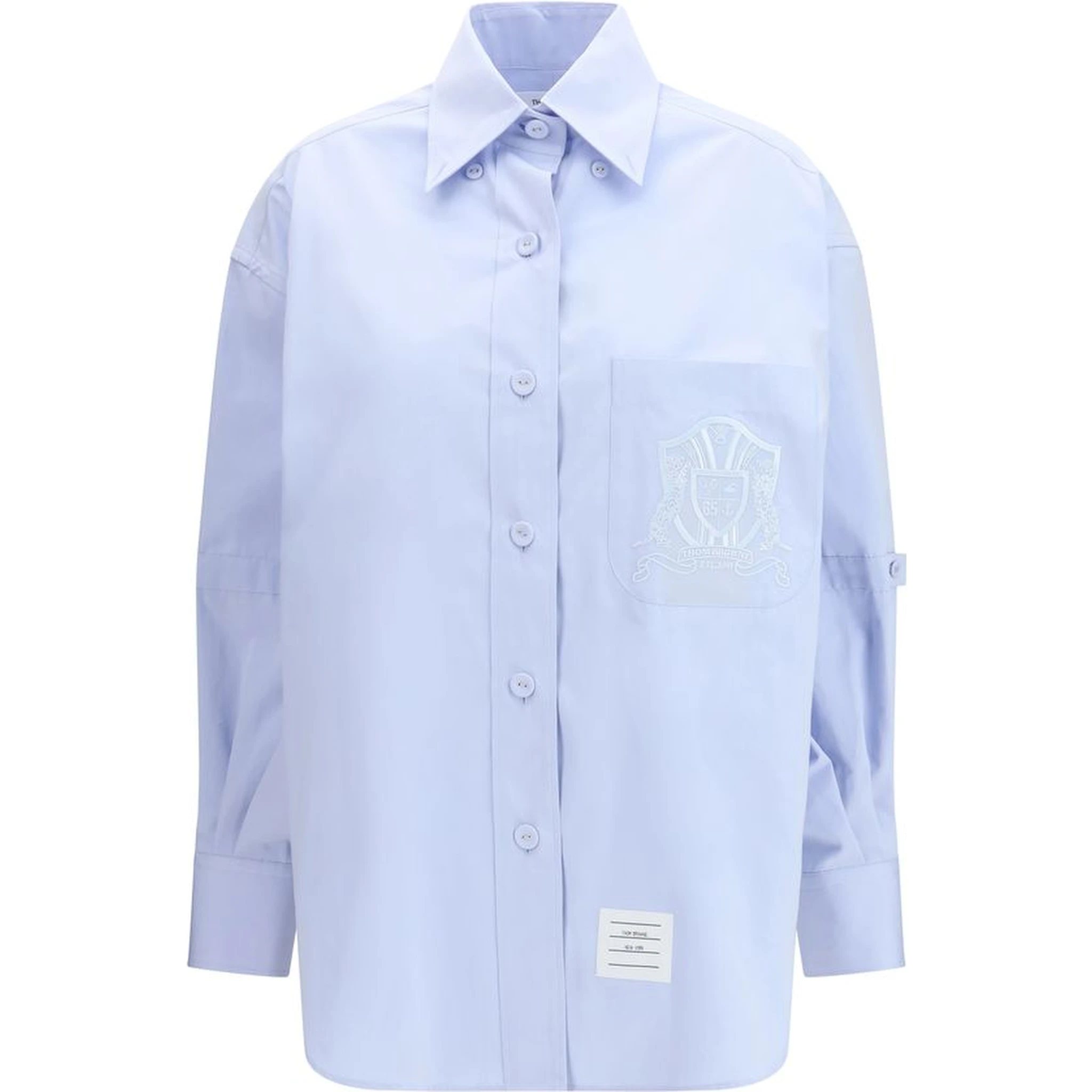 قميص قطني أزرق بنقشة