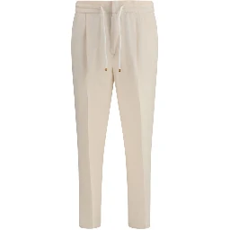 Beige Linen Casual Pants