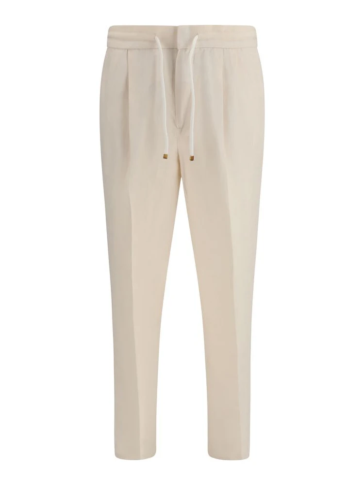 Beige Linen Casual Pants
