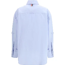 قميص قطني أزرق بنقشة