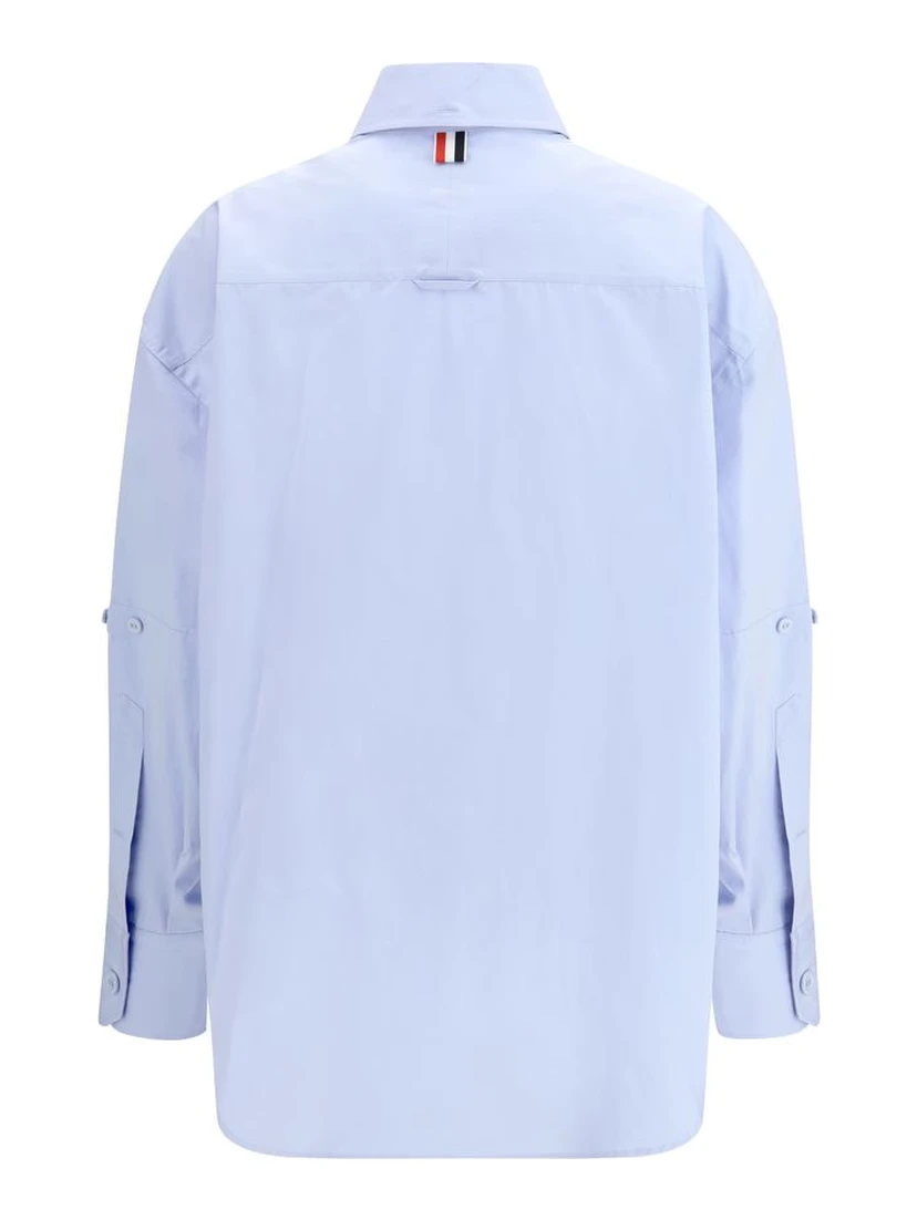 قميص قطني أزرق بنقشة