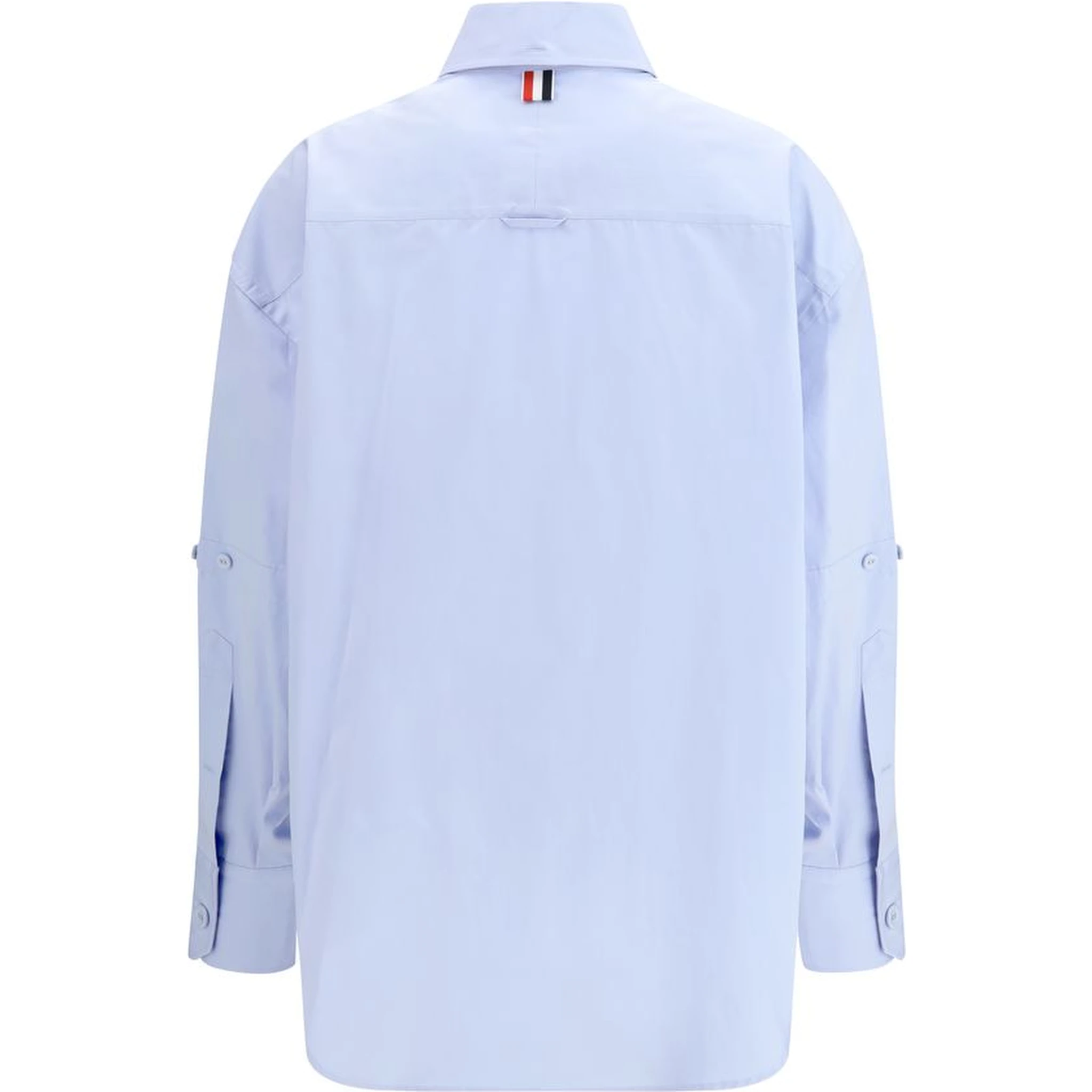 قميص قطني أزرق بنقشة