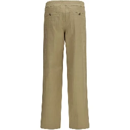 Beige Cotton Casual Pants