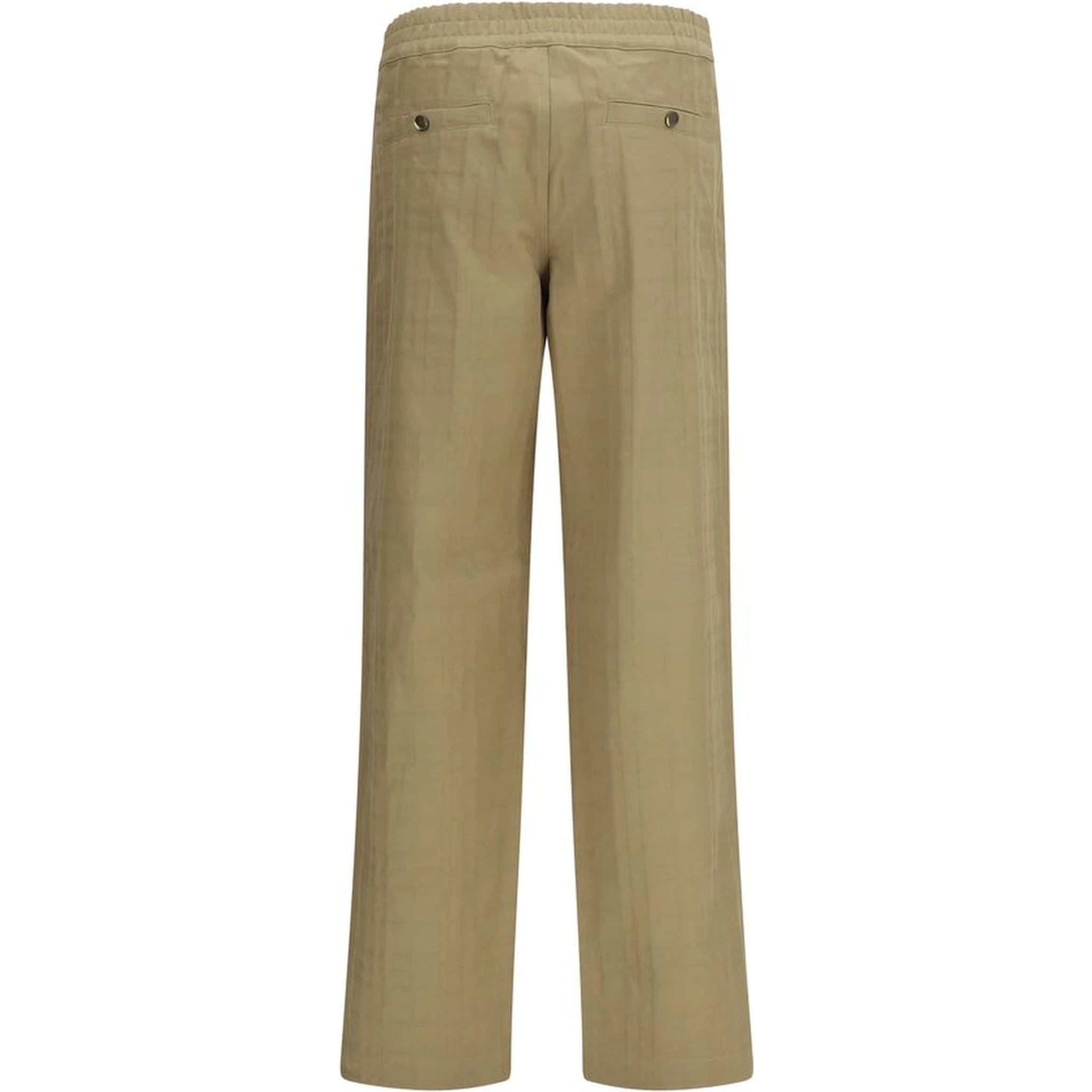 Beige Cotton Casual Pants