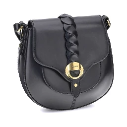 حقيبة كتف بوس توروس من جلد العجل الأسود