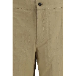 Beige Cotton Casual Pants